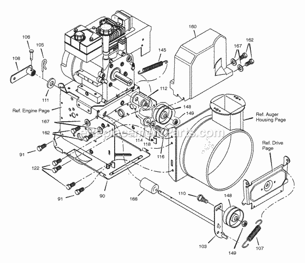 Murray 624509X4A (2001) Dual Stage Snow Thrower Frame Diagram
