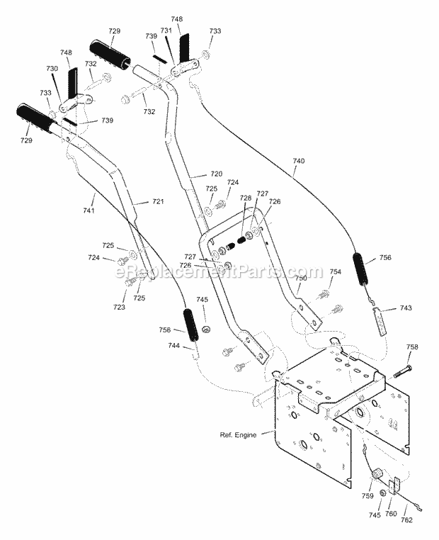 Murray 624604X0A (2003) Dual Stage Snow Thrower Handle_Assembly Diagram