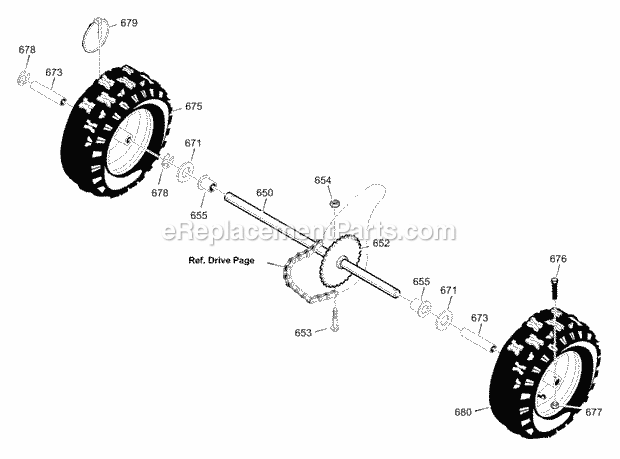 Murray 624604X0A (2003) Dual Stage Snow Thrower Wheels Diagram