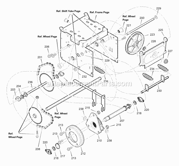 Murray 624604X0A (2003) Dual Stage Snow Thrower Drive Diagram
