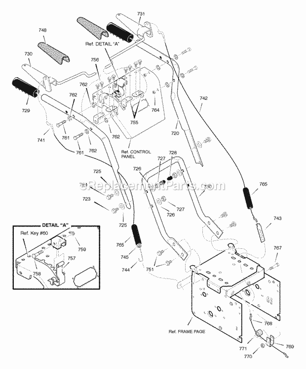 Murray 624604X0C (2004) Dual Stage Snow Thrower Handle_Assembly Diagram