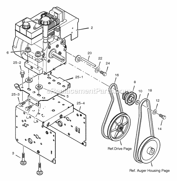 Murray 624808X6A (2001) Dual Stage Snow Thrower Engine Diagram