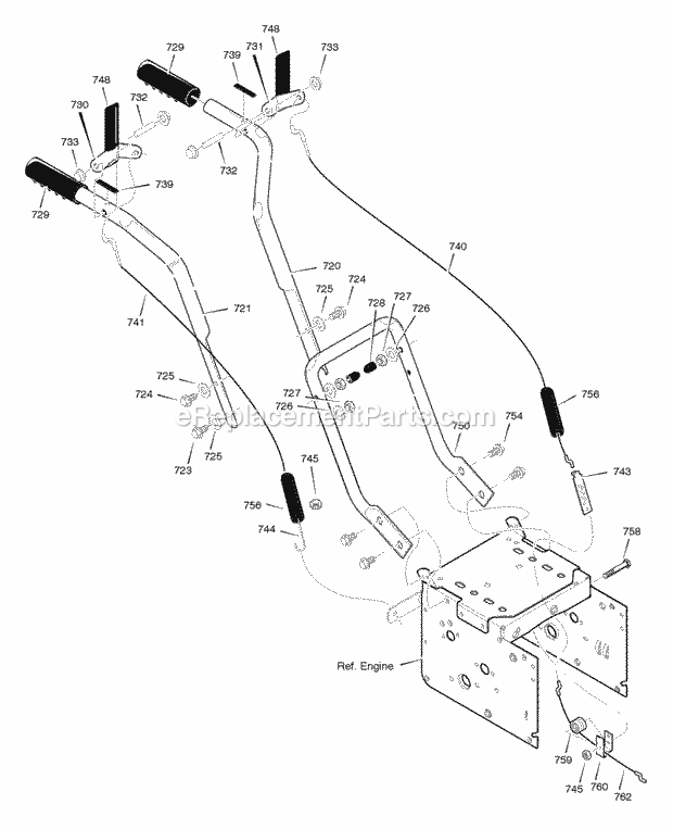 Murray 627107X31A (2005) Dual Stage Snow Thrower Handle_Assembly Diagram