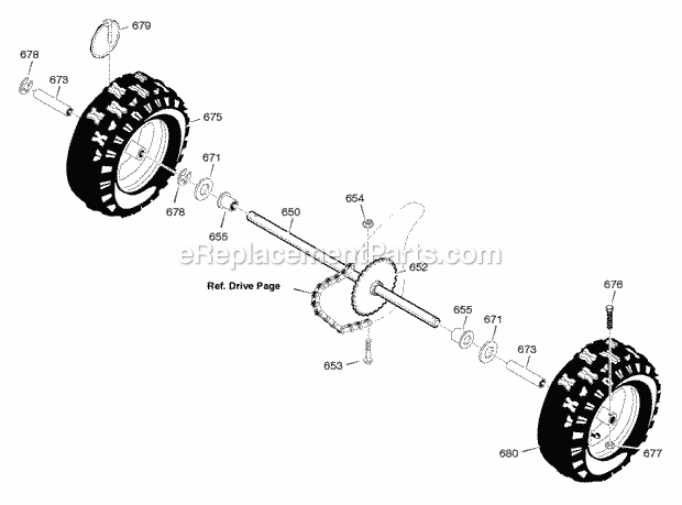 Murray 627107X31A (2005) Dual Stage Snow Thrower Wheels Diagram