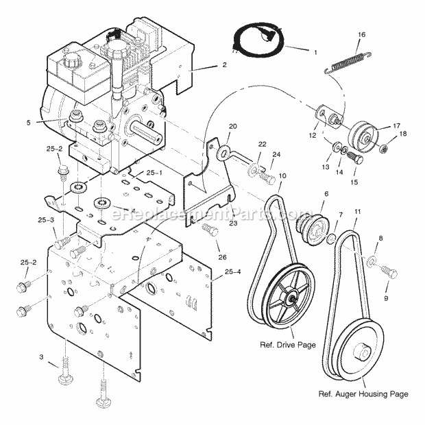 Murray 627107X31A (2005) Dual Stage Snow Thrower Engine Diagram