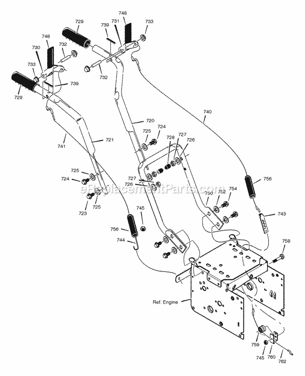 Murray 627108X31C (2001) Dual Stage Snow Thrower Handle_Assembly Diagram