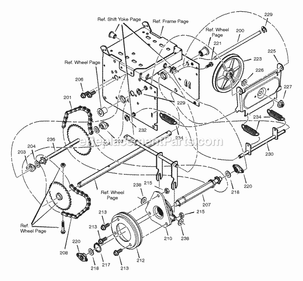 Murray 627108X31C (2001) Dual Stage Snow Thrower Drive Diagram