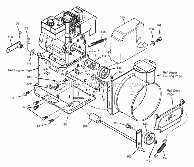 Murray 627108X31C (2001) Dual Stage Snow Thrower Frame Diagram
