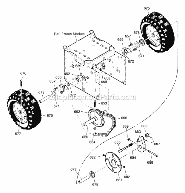 Murray 627774X85A (2003) Dual Stage Snow Thrower Wheels Diagram