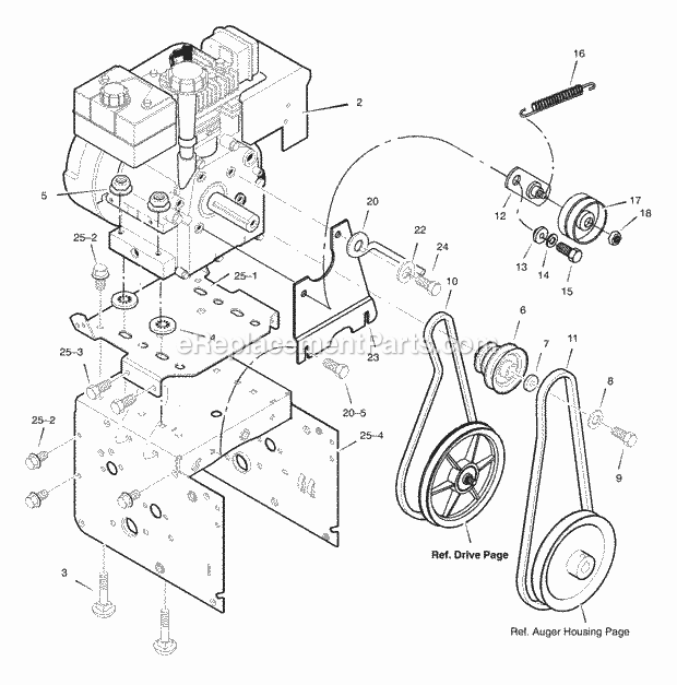 Murray 627801X85A (2003) Single Stage Snow Thrower Engine Diagram