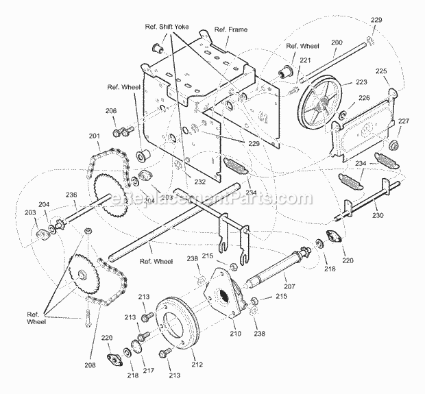 Murray 627805X85C (2001) Dual Stage Snow Thrower Drive Diagram