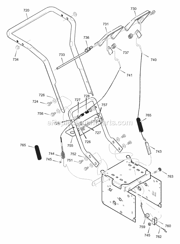 Murray 627805X85C (2001) Dual Stage Snow Thrower Handle_Assembly Diagram