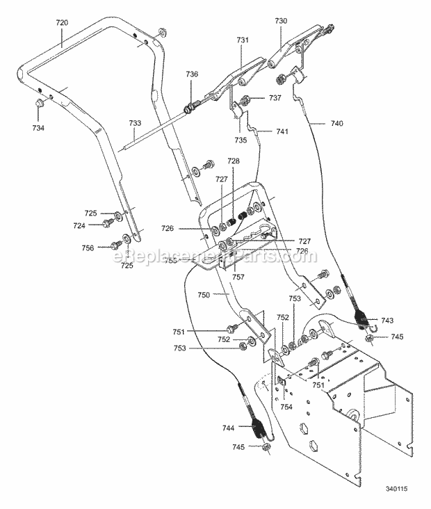 Murray 627805X89A (2000) Dual Stage Snow Thrower Handle_Assembly Diagram