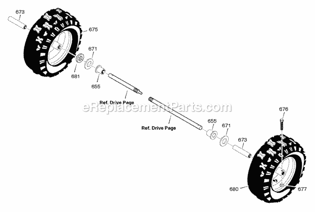 Murray 627851X85A (2005) Dual Stage Snow Thrower Wheels Diagram