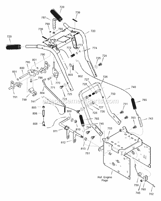 Murray 627858X43A (2003) Dual Stage Snow Thrower Handle_Assembly Diagram