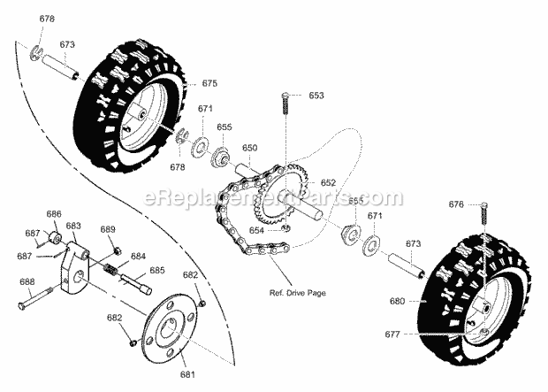 Murray 627858X43A (2003) Dual Stage Snow Thrower Wheels Diagram