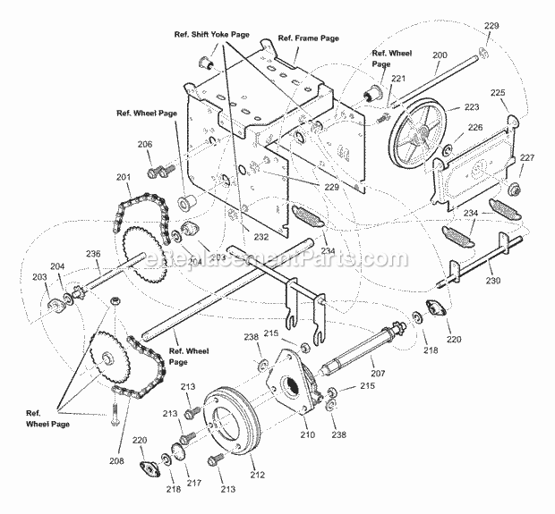Murray 627858X43A (2003) Dual Stage Snow Thrower Drive Diagram