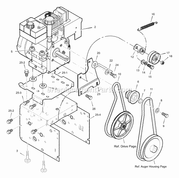 Murray 627858X43A (2003) Dual Stage Snow Thrower Engine Diagram