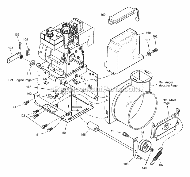 Murray 627858X43A (2003) Dual Stage Snow Thrower Frame Diagram