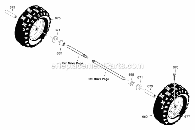 Murray 627951X85A (2005) Dual Stage Snow Thrower Wheels Diagram