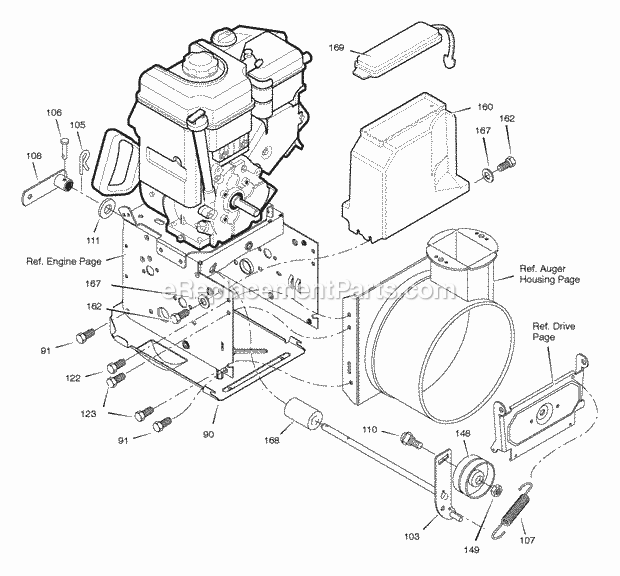Murray 627951X85A (2005) Dual Stage Snow Thrower Frame Diagram