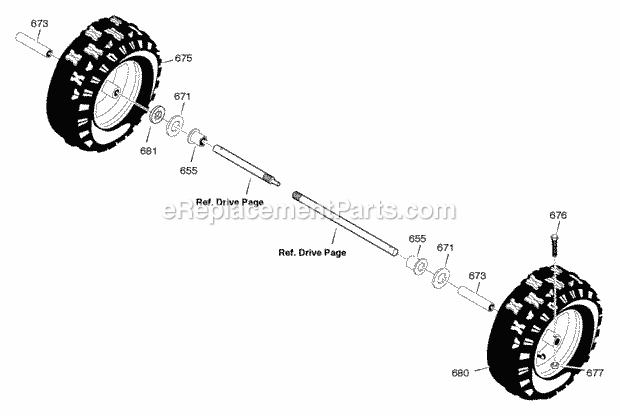 Murray 629101X61A (2005) Dual Stage Snow Thrower Wheels Diagram