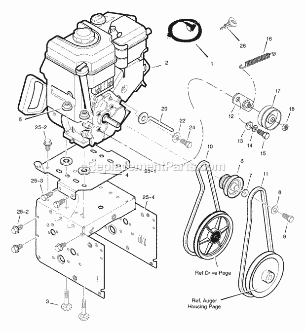 Murray 629101X61A (2005) Dual Stage Snow Thrower Engine Diagram