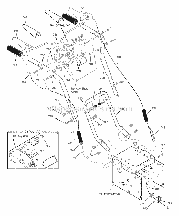 Murray 629101X61A (2005) Dual Stage Snow Thrower Handle_Assembly Diagram