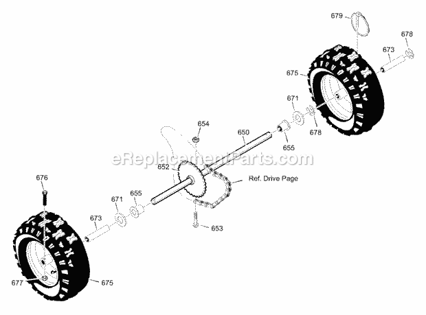 Murray 629104X85C (2001) Dual Stage Snow Thrower Wheels Diagram