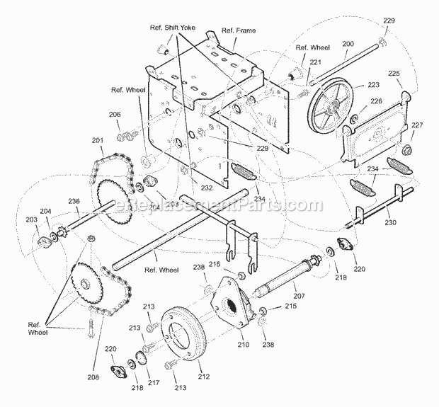Murray 629104X85C (2001) Dual Stage Snow Thrower Drive Diagram