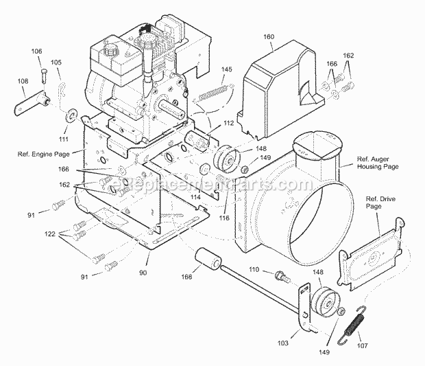 Murray 629104X85C (2001) Dual Stage Snow Thrower Frame Diagram