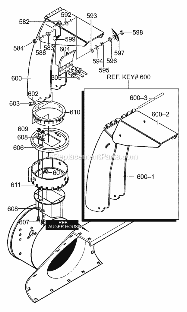 Murray 629108X61A (2000) Dual Stage Snow Thrower Discharge_Chute_Assembly Diagram