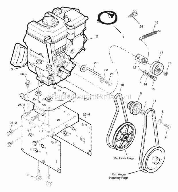 Murray 629116X85A (2005) Dual Stage Snow Thrower Engine Diagram