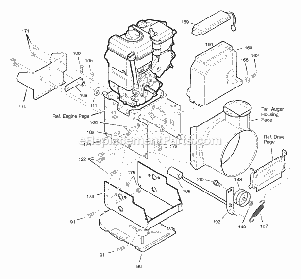 Murray 629116X85A (2005) Dual Stage Snow Thrower Frame Diagram