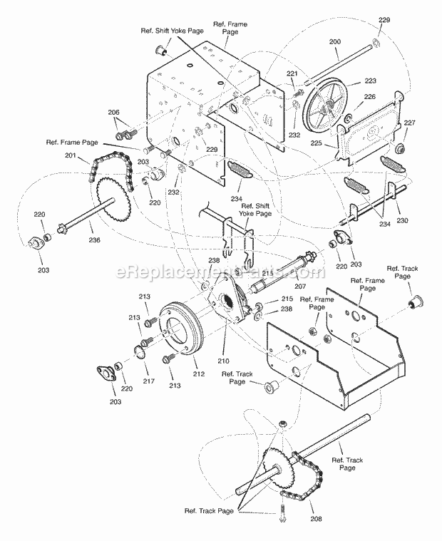 Murray 629906X85B (2001) Dual Stage Snow Thrower Drive Diagram