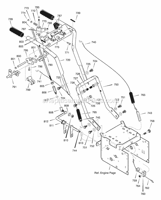 Murray 629906X85B (2001) Dual Stage Snow Thrower Handle_Assembly Diagram