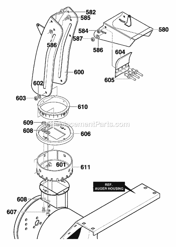 Murray 631109X54A (2001) Dual Stage Snow Thrower Discharge_Chute_Assembly Diagram