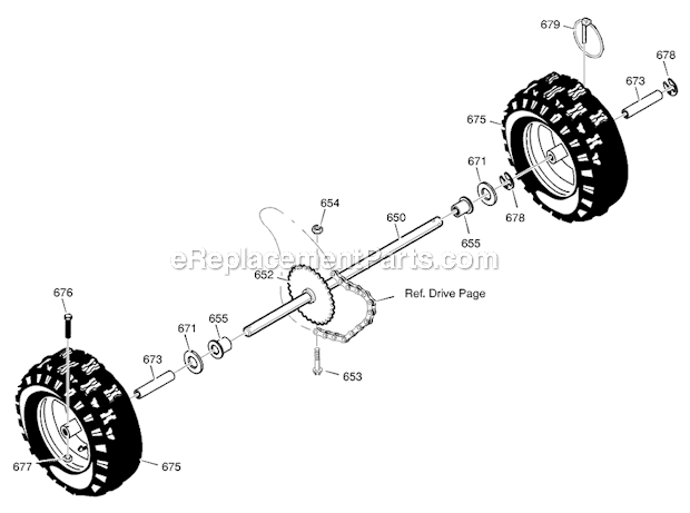 Murray 631128X31B Dual Stage Snow Thrower Wheels Diagram