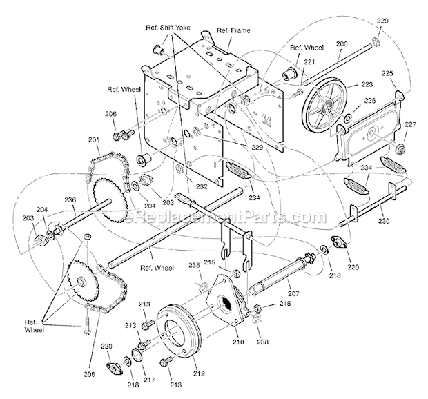 Murray 631128X31B Dual Stage Snow Thrower Drive Diagram