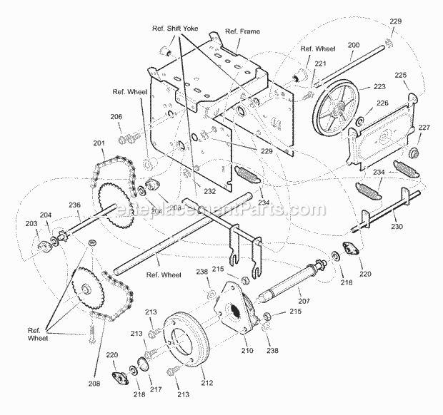 Murray 631128X31C (2002) Dual Stage Snow Thrower Drive Diagram