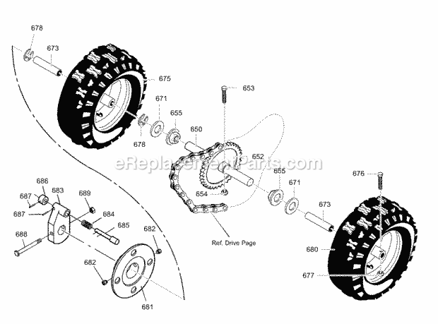 Murray 633128X43A (2003) Dual Stage Snow Thrower Wheels Diagram