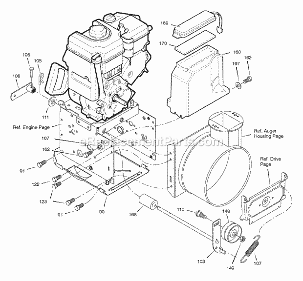 Murray 633131X54A (2005) Dual Stage Snow Thrower Frame Diagram