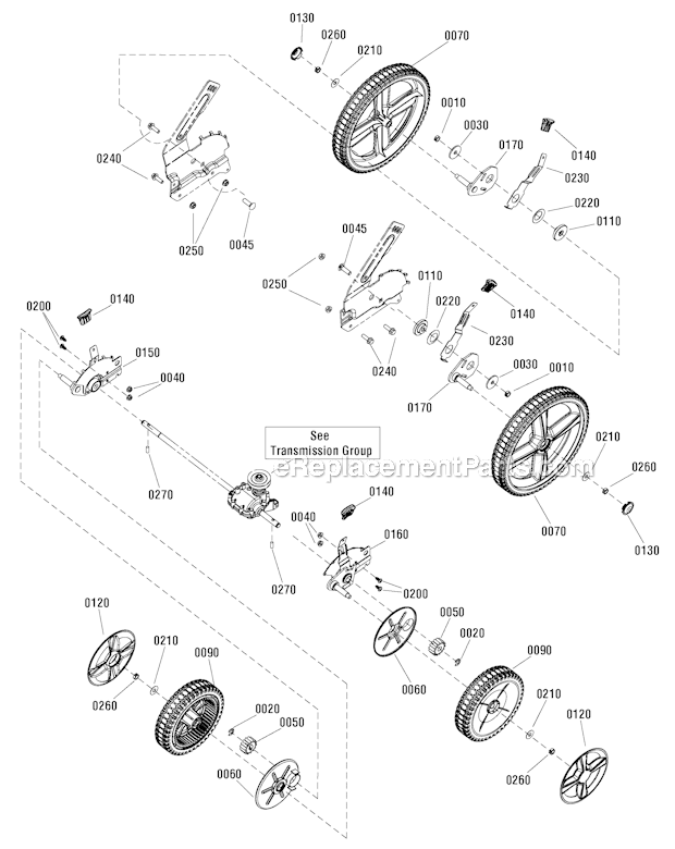 Murray 7800885 (BTXPV226750HW) 22-In. 6.75GT Brute Steel Deck Self-Propelled Walk Behind Mower 2012 Wheels_Group_7501647 Diagram