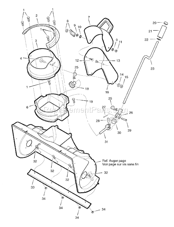 Murray 88150100NB (536.881501)(2006) 22" Single Stage Snowthrower Page B Diagram