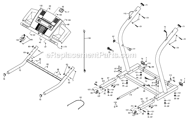 NordicTrack 296113 (2800) Viewpoint Treadmill Page B Diagram