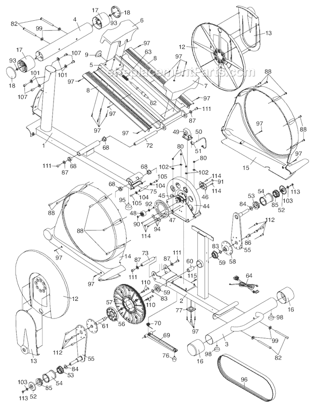 NordicTrack 307250 Audiostrider 800 Elliptical Page B Diagram