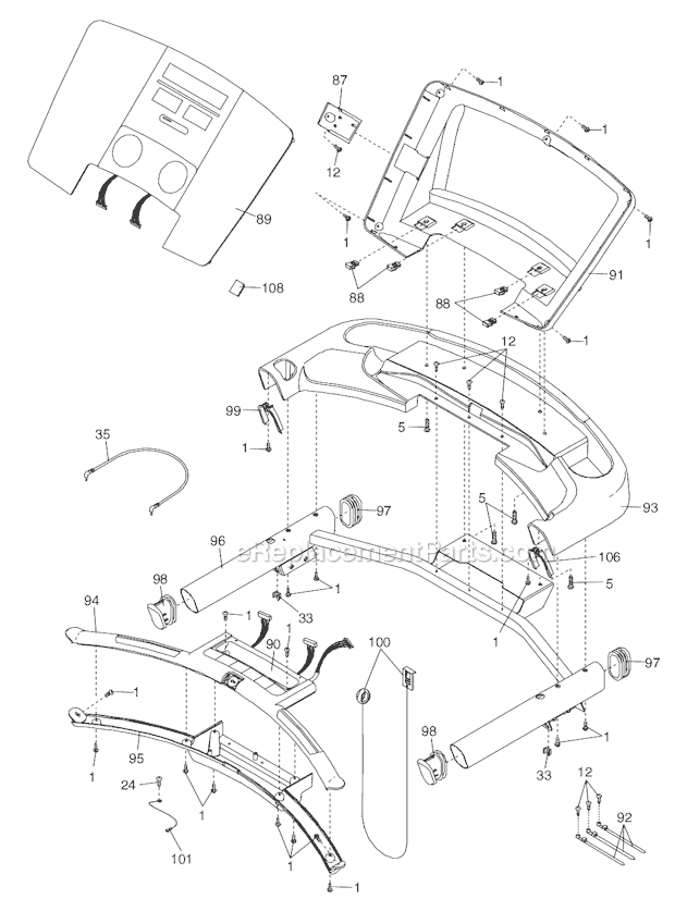 NordicTrack NTL070072 (A2350) Treadmill Page D Diagram