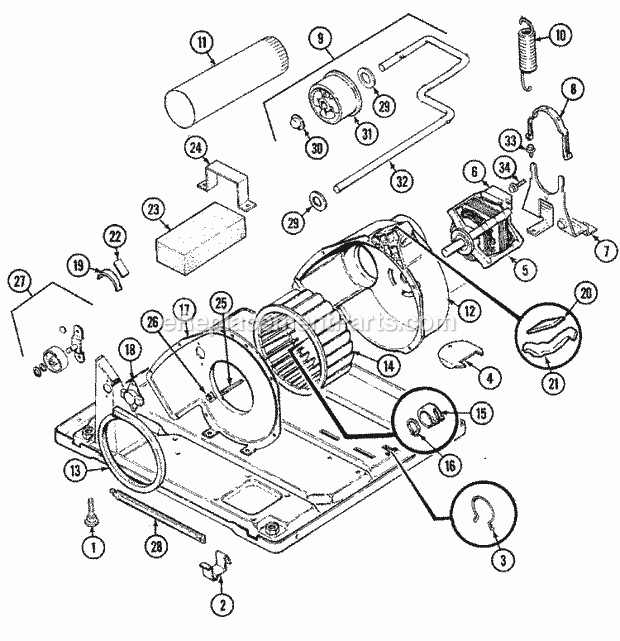 Norge DGN202A Residential Laundry Motor & Drive Diagram