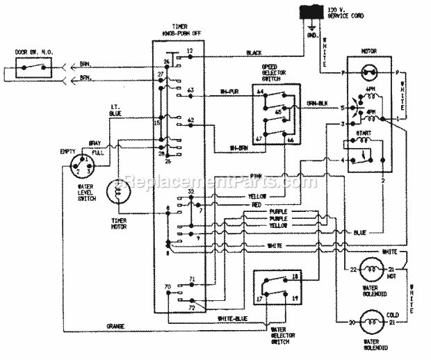 Norge LWN203A Washer-Top Loading Wiring Information Diagram