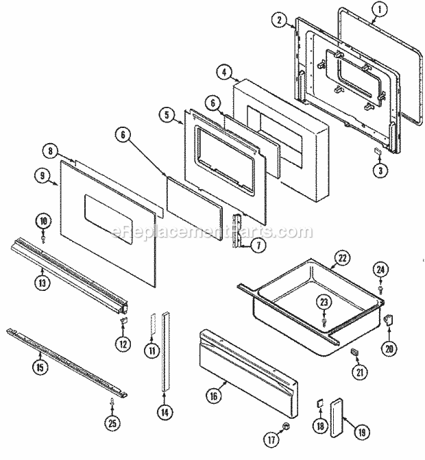 Norge N3878XVA Freestanding, Electric Cooking Door / Drawer (Ser. Pre. 21) Diagram